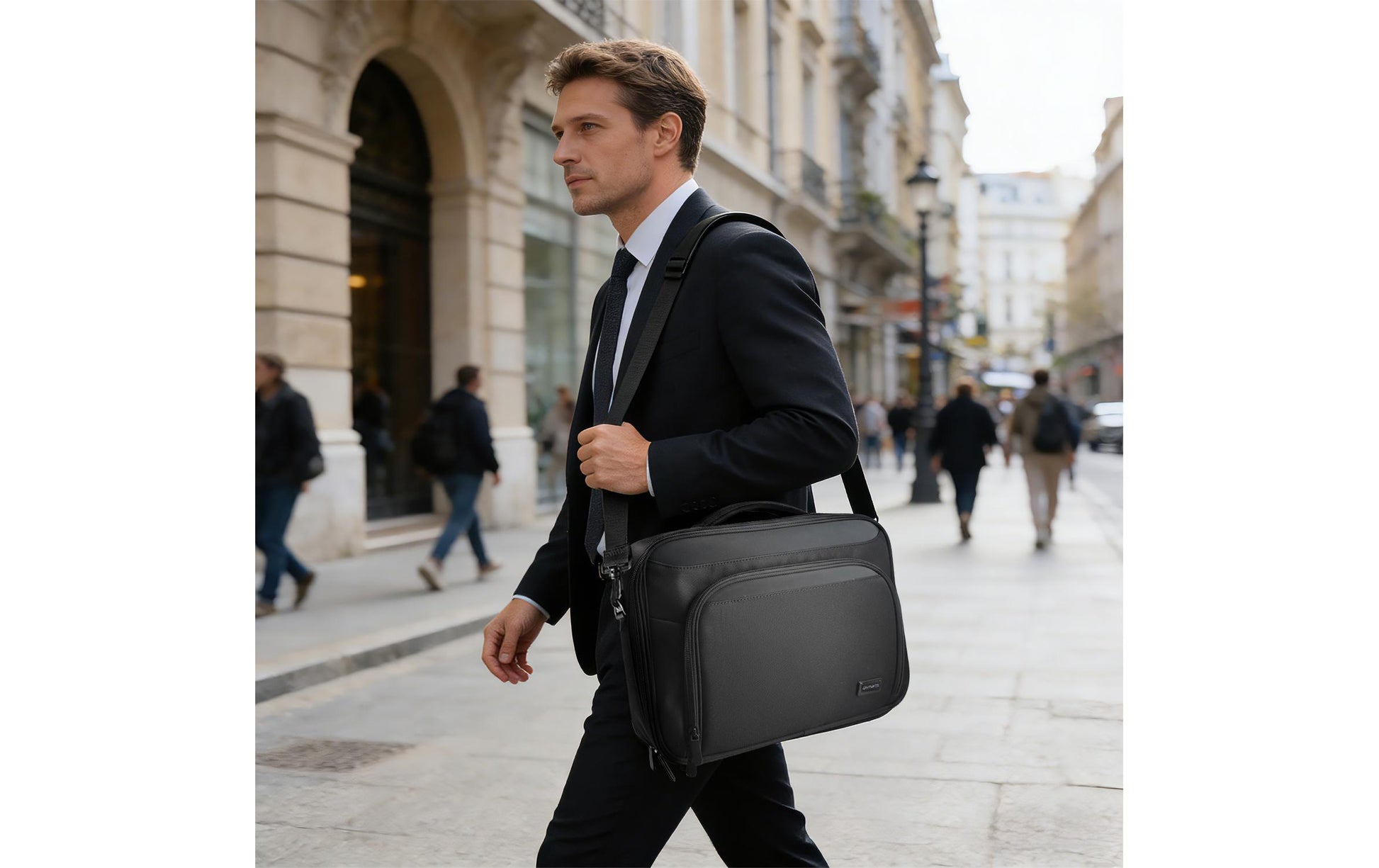 4smarts Notebook-Tasche bis 16" – wasserabweisend, Trolley-Band – Schwarz