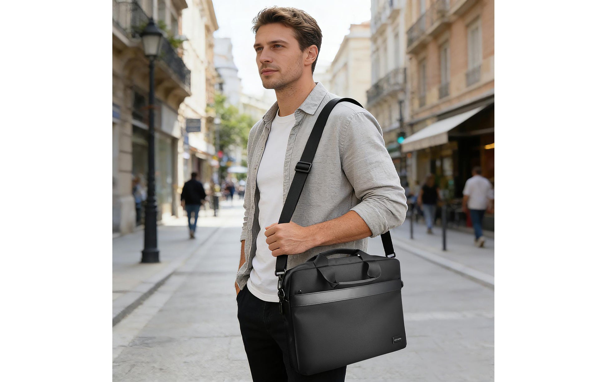 4smarts Notebook-Tasche bis 16" – wasserabweisend, Trolley-Band – Schwarz