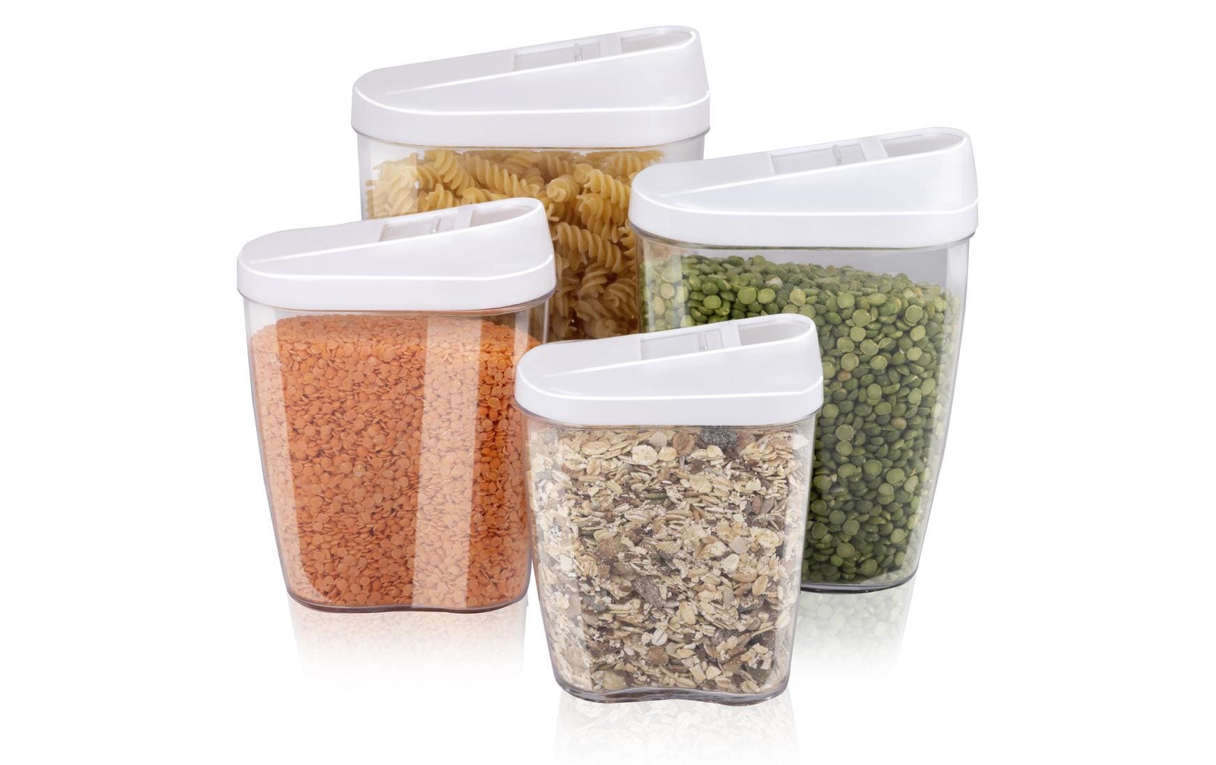 Alpina Vorratsdose 1,3 l, 850 ml, 600 ml, 500 ml, Glas/Polypropylen (PP), assortiert, 4-teilig