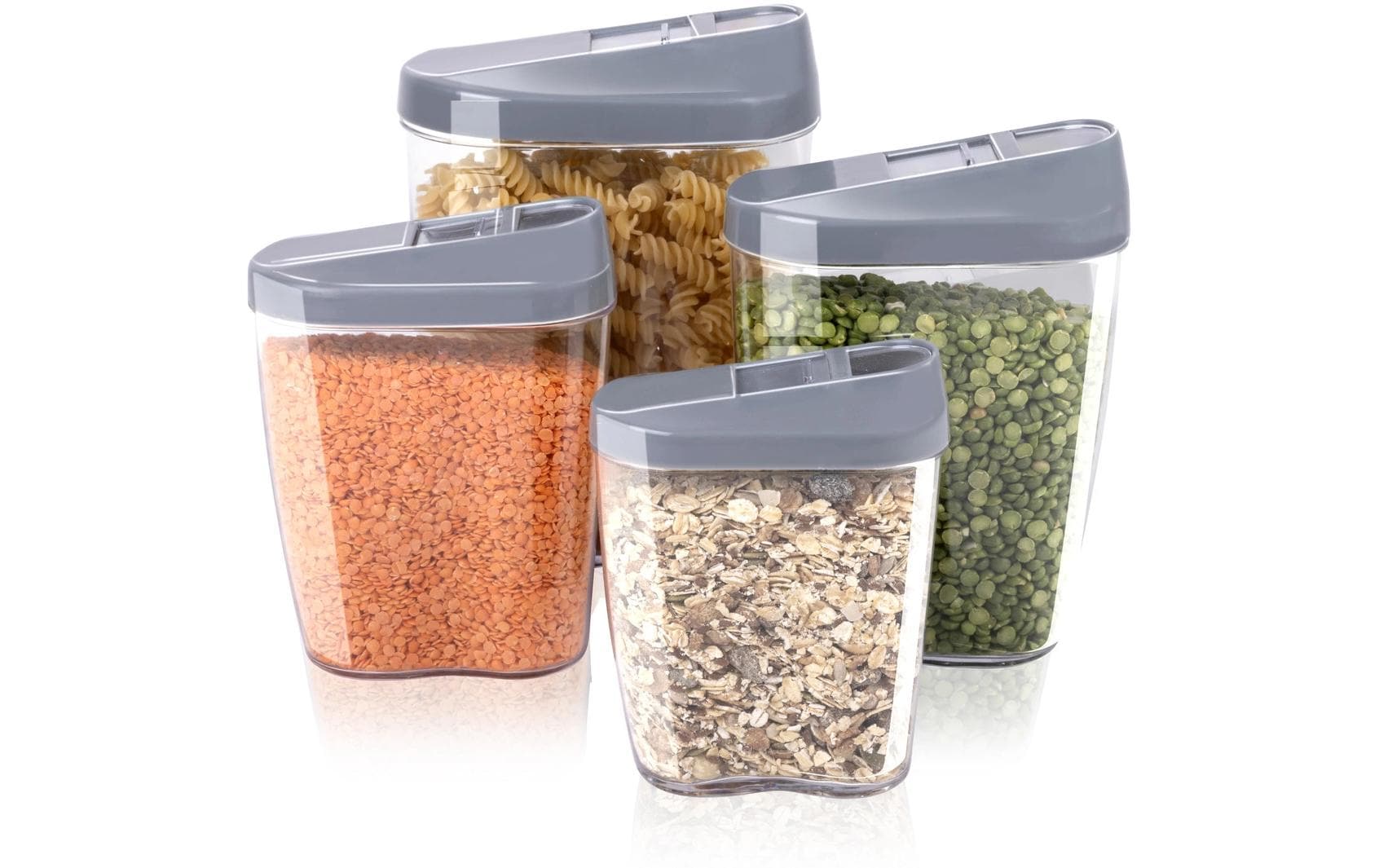 Alpina Vorratsdose 1,3 l, 850 ml, 600 ml, 500 ml, Glas/Polypropylen (PP), assortiert, 4-teilig