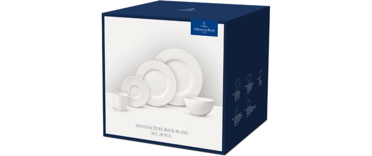 Villeroy & Boch Geschirrset Manuf. Rock – 20-teiliges Set, Keramik/Porzellan, spülmaschinenfest