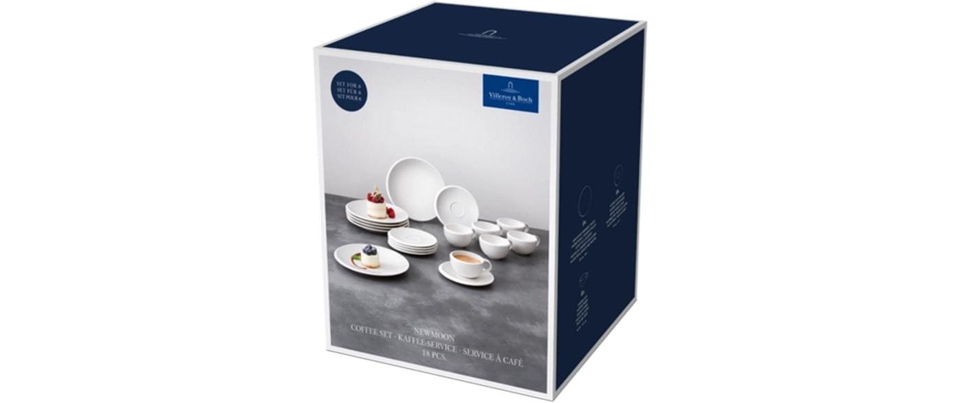 Villeroy & Boch Kaffee-Service New Moon – Set 18-teilig, Porzellan, Weiss