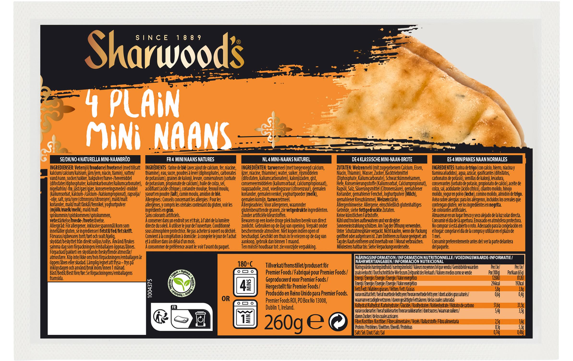 Sharwood's Naan Brot Mini Nature – 260 g