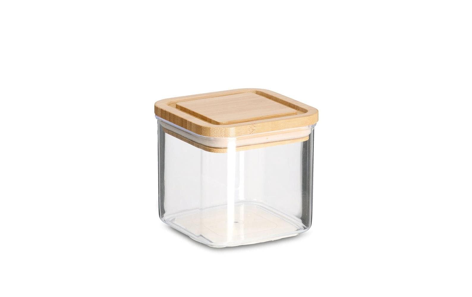 Zeller Present Vorratsdose 500 ml, 10 × 10 × 9,3 cm, Bambus/Polypropylen (PP)/Silikon, Braun/Transparent