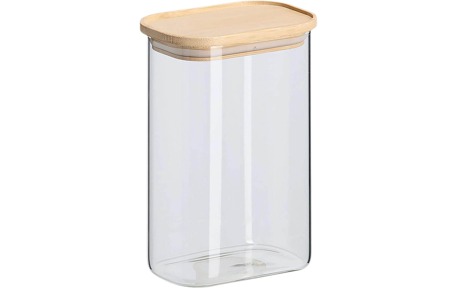 Zeller Present Vorratsdose 1,3 l, 9 × 12,8 × 18,8 cm, Glas (Borosilikat)/Bambus/Silikon, Braun/Transparent
