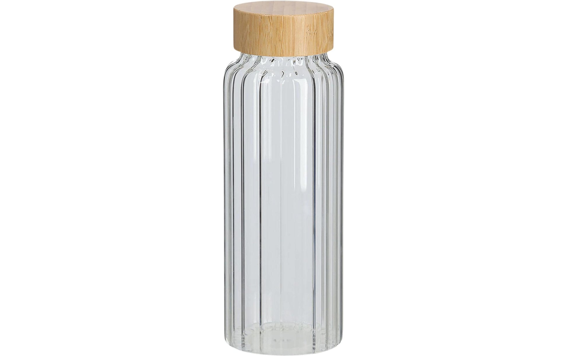 Zeller Present Glasflasche – 1 l, Ø 9 cm, H 25,5 cm, Glas/Holz, Hellbraun/Transparent, mit Deckel