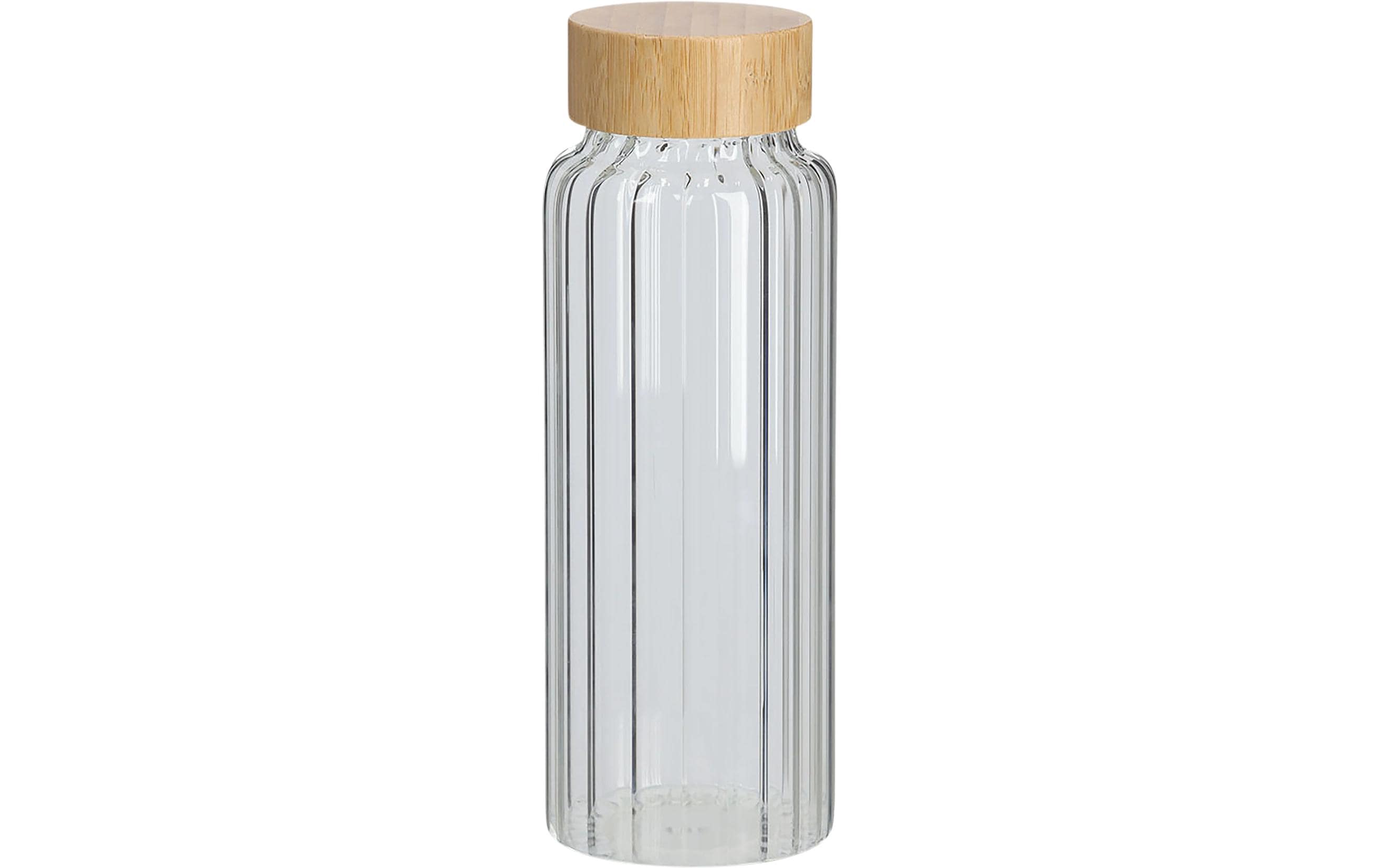 Zeller Present Glasflasche – 1 l, Ø 9 cm, H 25,5 cm, Glas/Holz, Hellbraun/Transparent, mit Deckel
