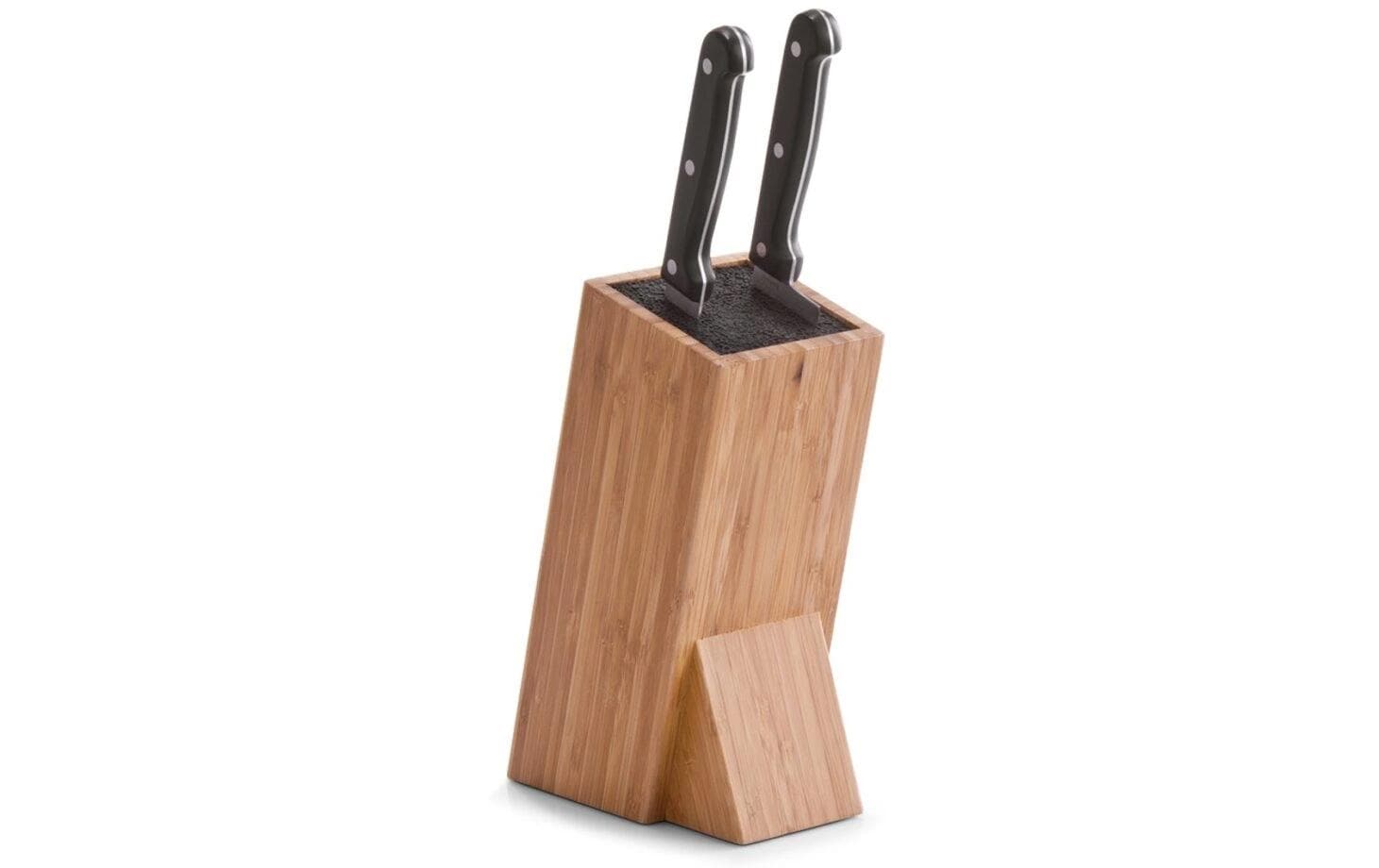 Zeller Present Messerblock, 10,5 × 15,5 × 25,5 cm, Bambus/Kunststoff, mit Bürsteneinsatz, Scherenschlitz