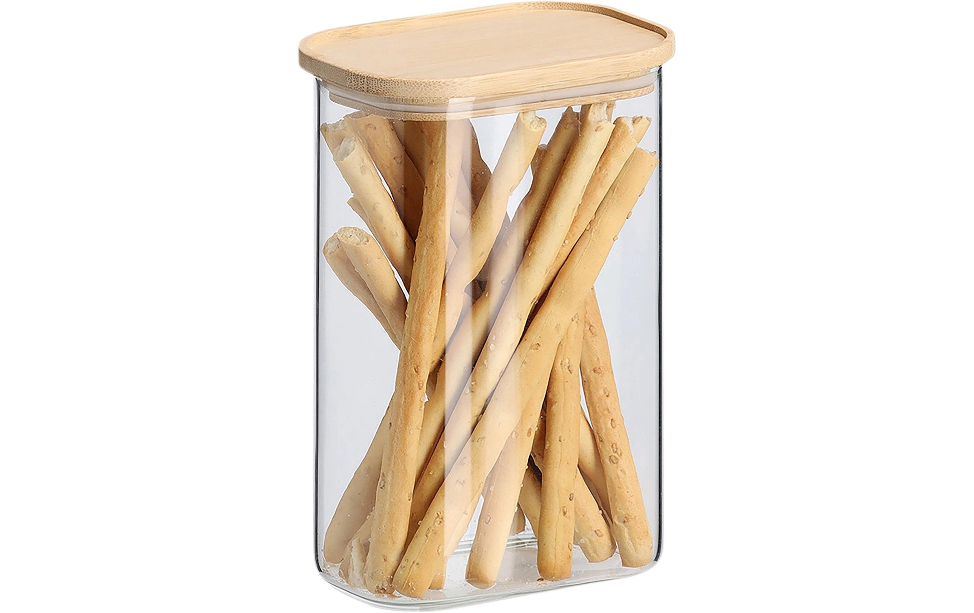 Zeller Present Vorratsdose 1,3 l, 9 × 12,8 × 18,8 cm, Glas (Borosilikat)/Bambus/Silikon, Braun/Transparent