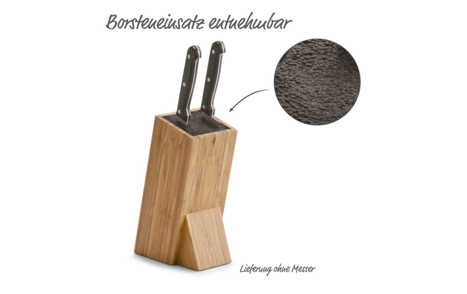 Zeller Present Messerblock, 10,5 × 15,5 × 25,5 cm, Bambus/Kunststoff, mit Bürsteneinsatz, Scherenschlitz