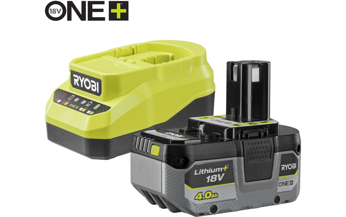 Ryobi ONE+ Akku-Starter-Set 18 V 4,0 Ah (72 Wh) – mit Ladegerät – für Ryobi ONE+ 18 V
