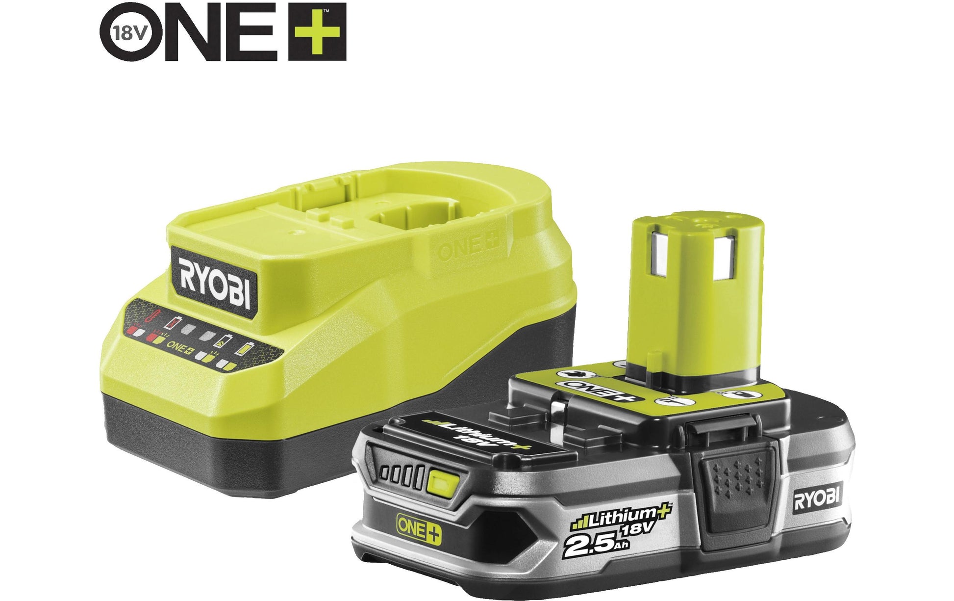 Ryobi ONE+ Akku-Starter-Set 18 V 2,5 Ah (45 Wh) – mit Ladegerät
