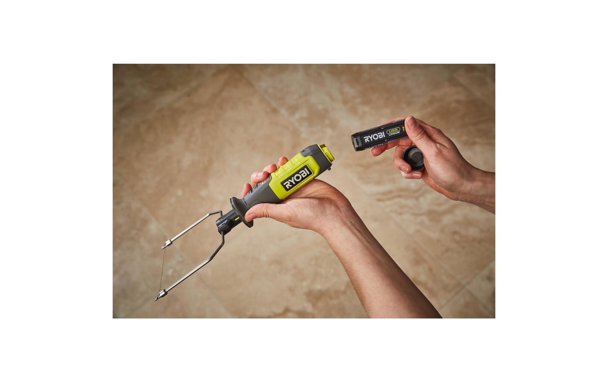 Ryobi RHC4-120G Akku-Heissdrahtschneider – 4 V – 1×2,0 Ah & Ladegerät, Aufsätze – Ryobi 4 V USB