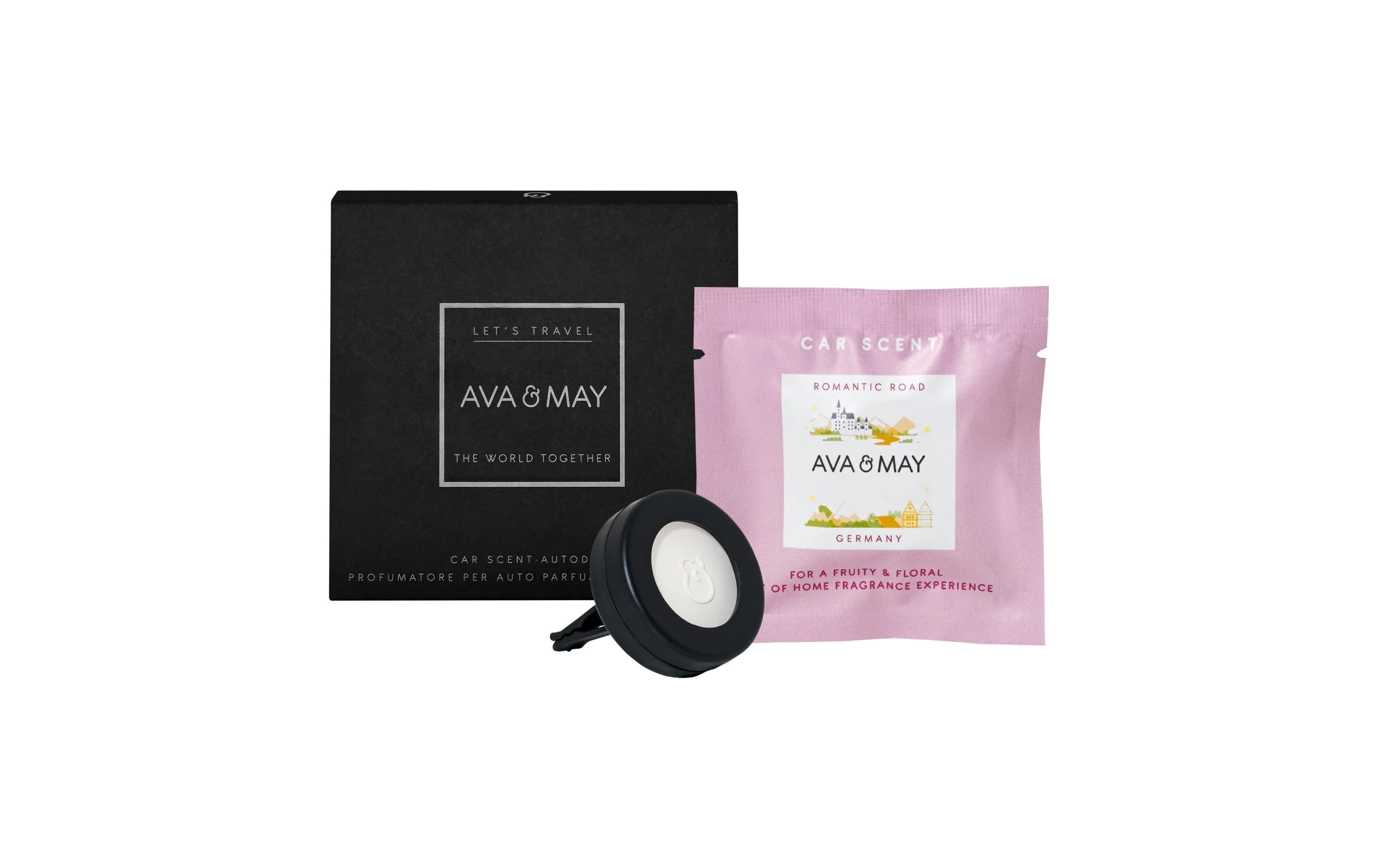 Ava & May Lufterfrischer Romantic Road (Birne, Erdbeere, Rose) – Ø 85 mm × 10 mm – rosa