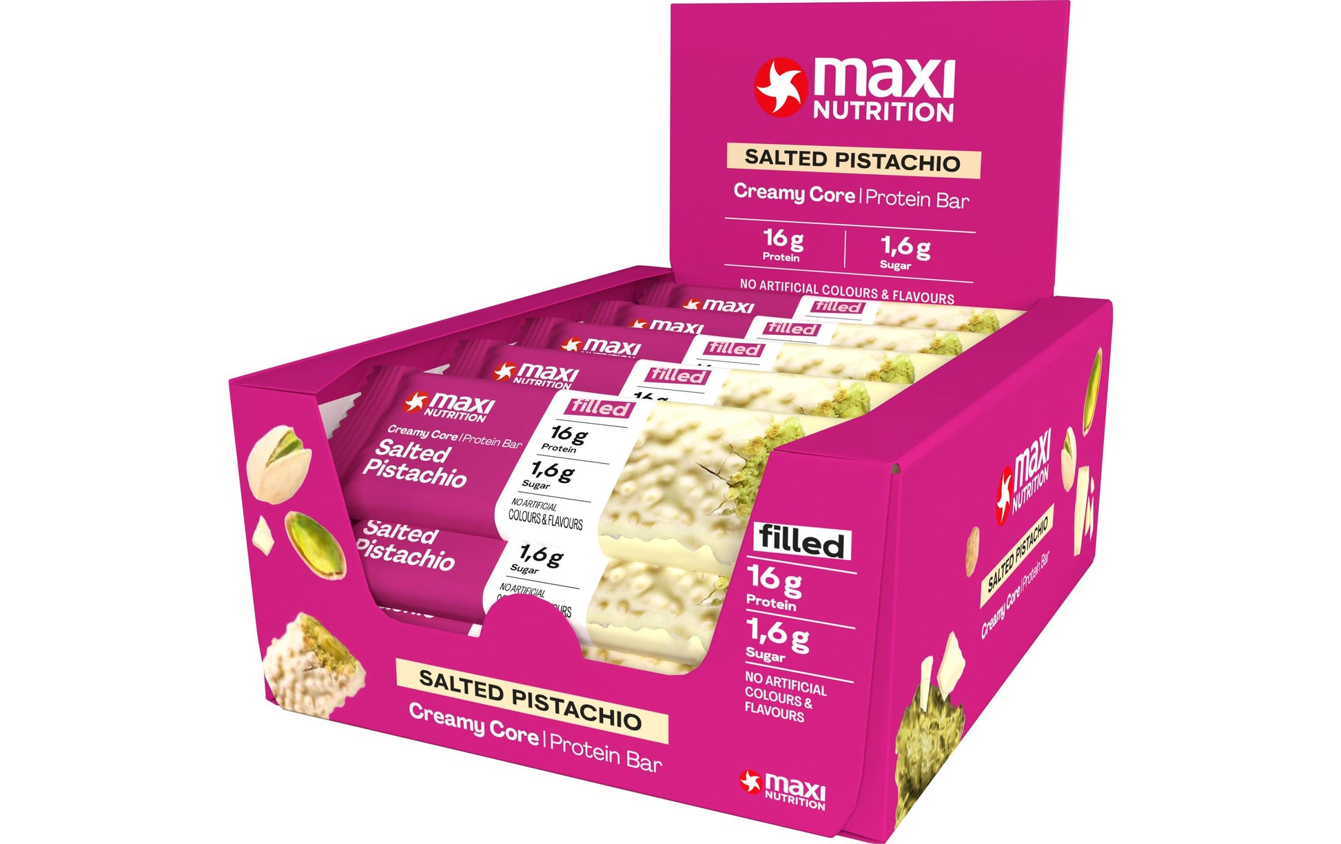 Maxi Nutrition Creamy Core Protein-Riegel – Pistazie – 12 × 39 g