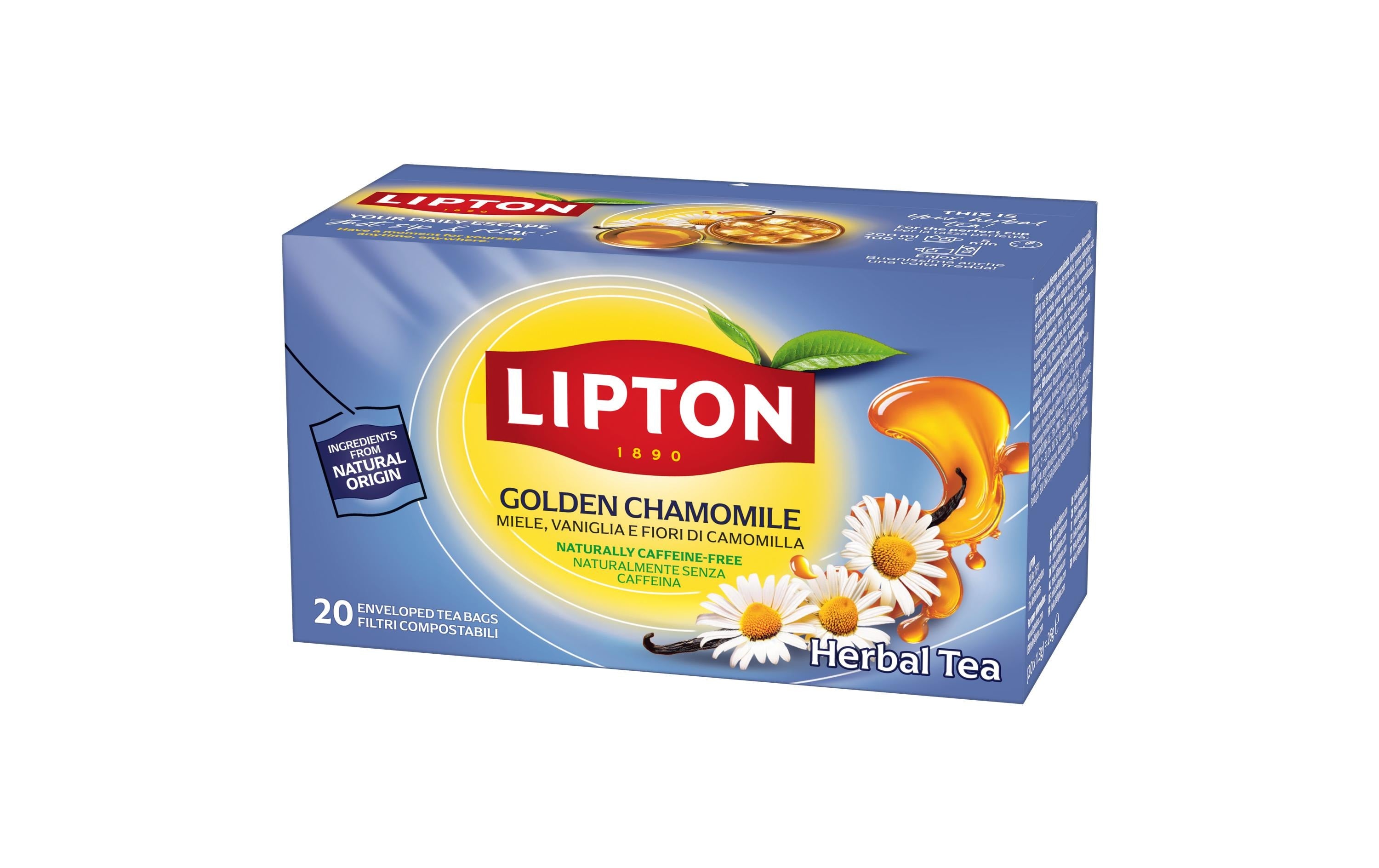 Lipton Kräutertee Kamille & Honig & Vanille – Teebeutel 20 Beutel