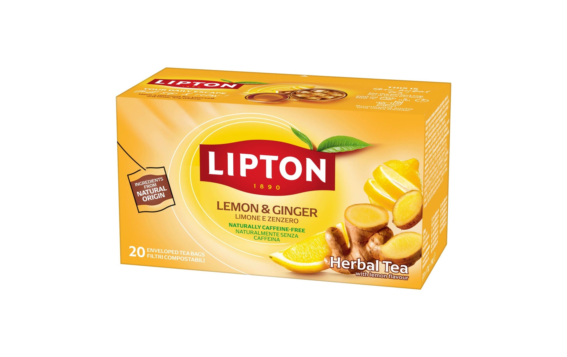 Lipton Kräutertee Zitrone & Ingwer – Teebeutel 20 Beutel