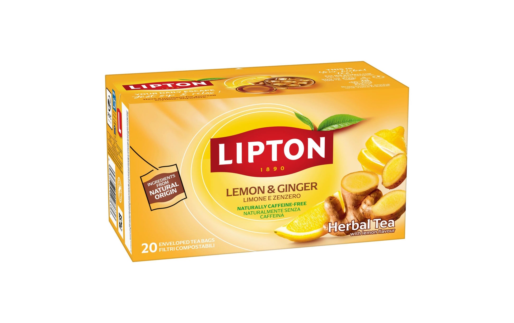 Lipton Kräutertee Zitrone & Ingwer – Teebeutel 20 Beutel