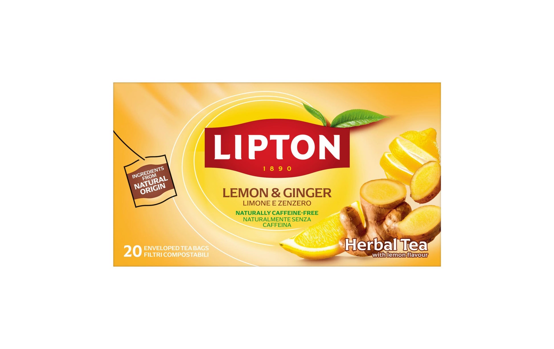 Lipton Kräutertee Zitrone & Ingwer – Teebeutel 20 Beutel