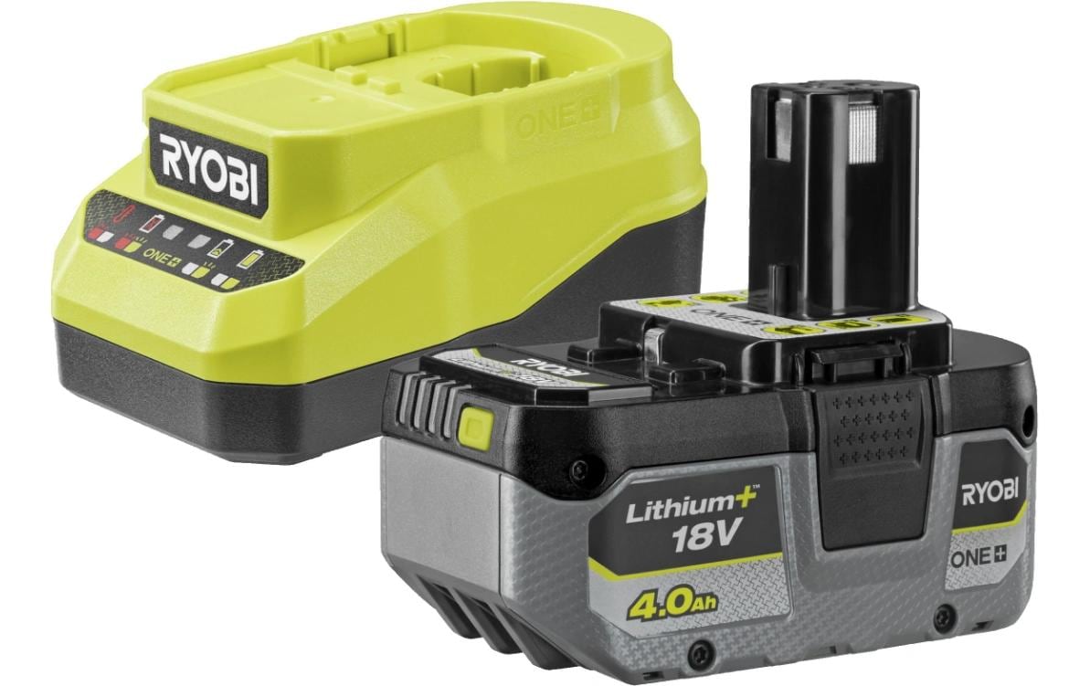 Ryobi ONE+ Akku-Starter-Set 18 V 4,0 Ah (72 Wh) – mit Ladegerät – für Ryobi ONE+ 18 V