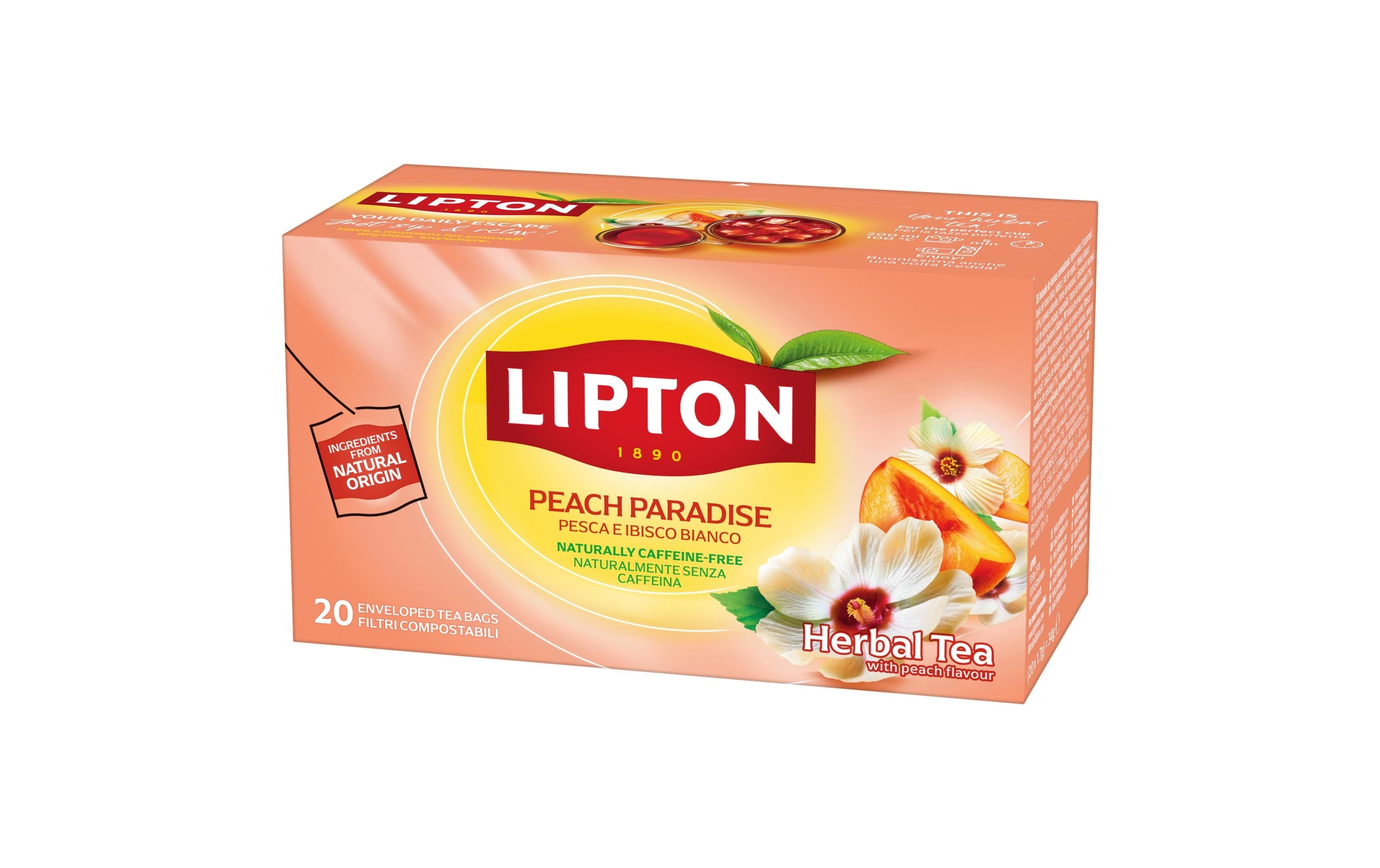 Lipton Früchtetee Pfirsich & Hibiskus – Teebeutel 20 Beutel