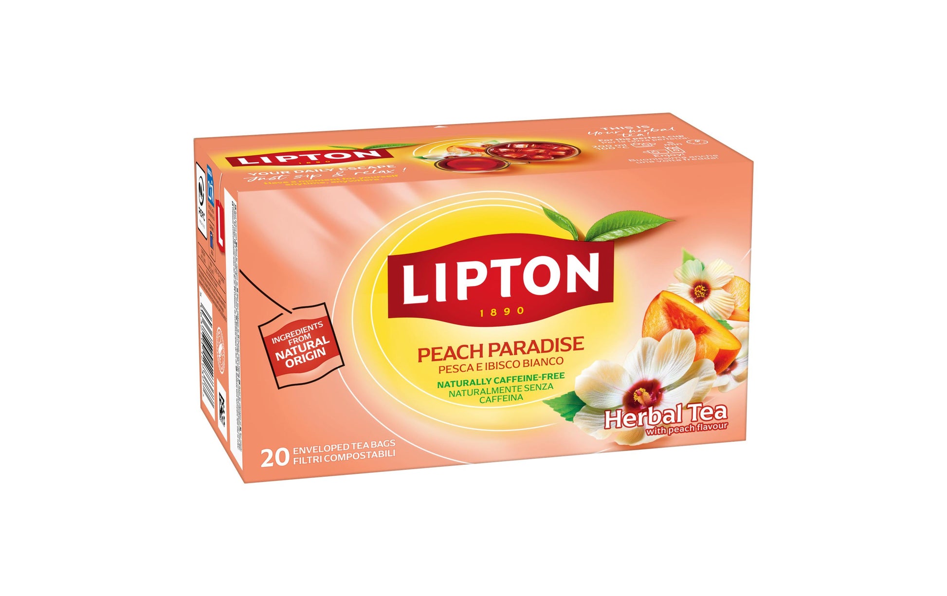 Lipton Früchtetee Pfirsich & Hibiskus – Teebeutel 20 Beutel