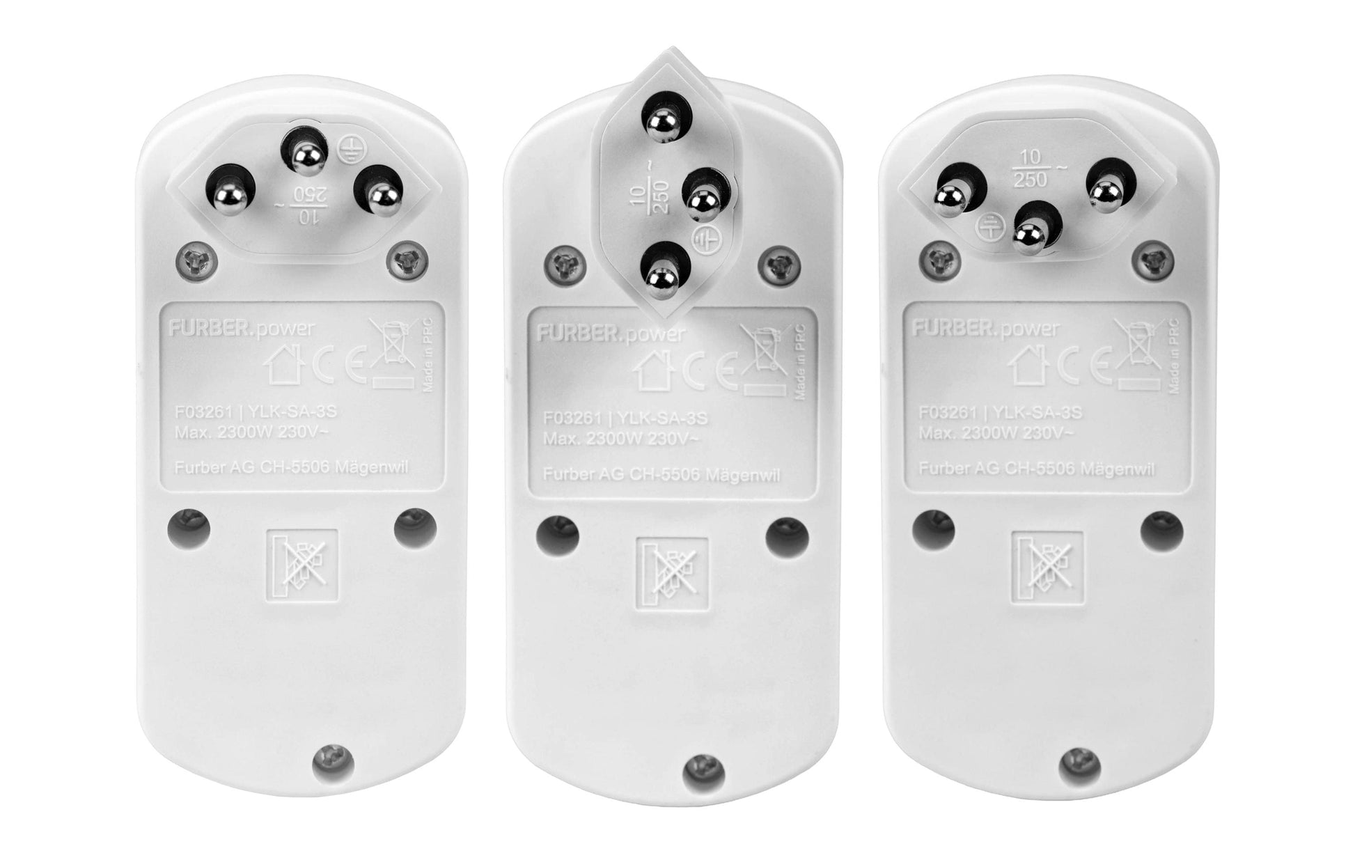 FURBER.power Steckdosenleiste, 3×T13, Kinderschutz, drehbar, 98×46 mm – Weiss