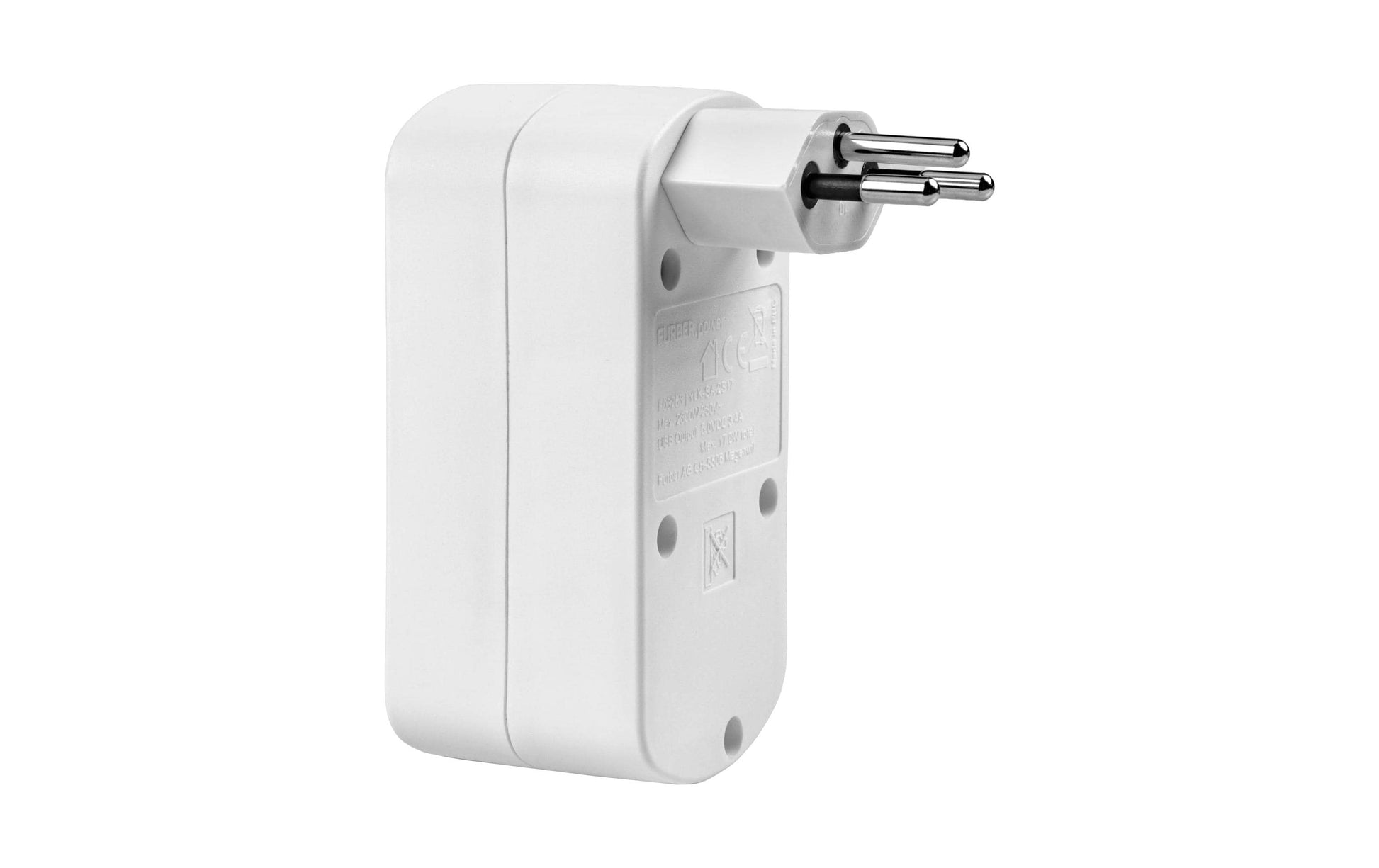 FURBER.power Steckdosenleiste, 2×T13, 1×USB-A + 1×USB-C (max. 17 W), ohne Schalter – weiss