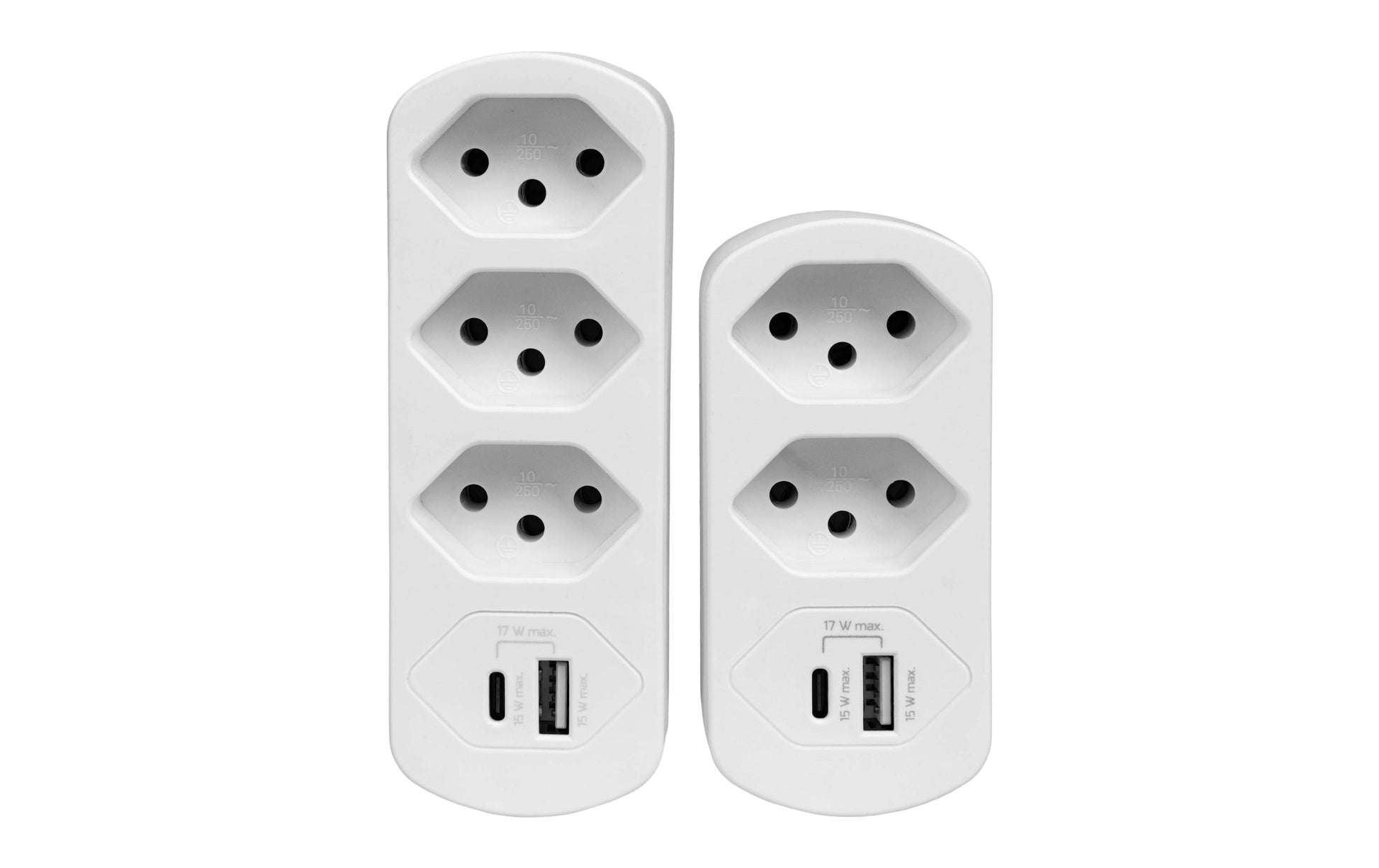 FURBER.power Steckdosenleiste, 3×T13, 1×USB-A + 1×USB-C 17 W, drehbar 320°, Kinderschutz – weiss