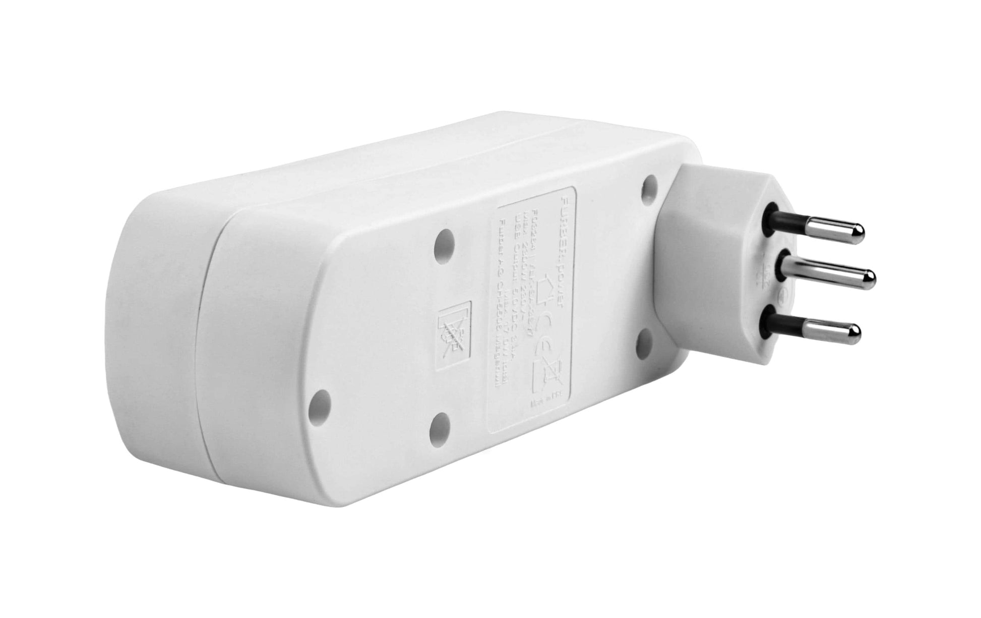 FURBER.power Steckdosenleiste, 3×T13, 1×USB-A + 1×USB-C 17 W, drehbar 320°, Kinderschutz – weiss
