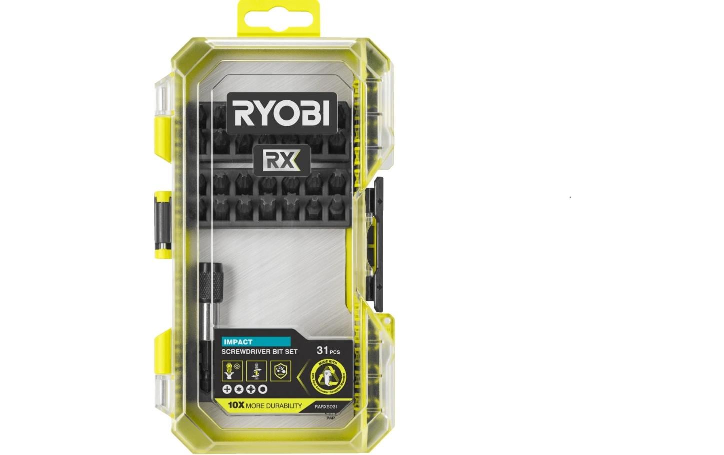 Ryobi werkstatt Ryobi RX Bohr- & Bit-Set 31-tlg. – PH1, PH2, PH3, PZ1, PZ2, PZ3, TX15, TX20, TX30, TX40 – schlagfest