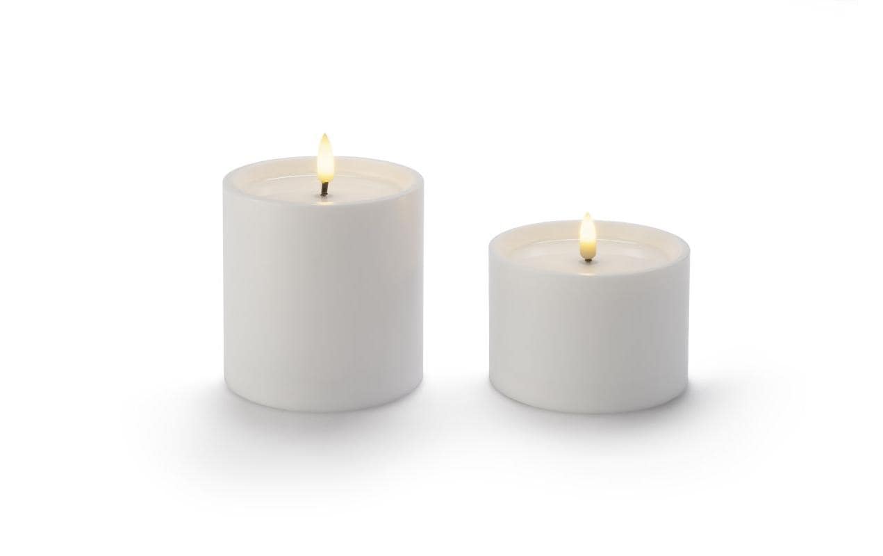 Stt Solar-Teelichter 2er-Set – Ø 10 cm – Warmweiss – Timer – Weiss