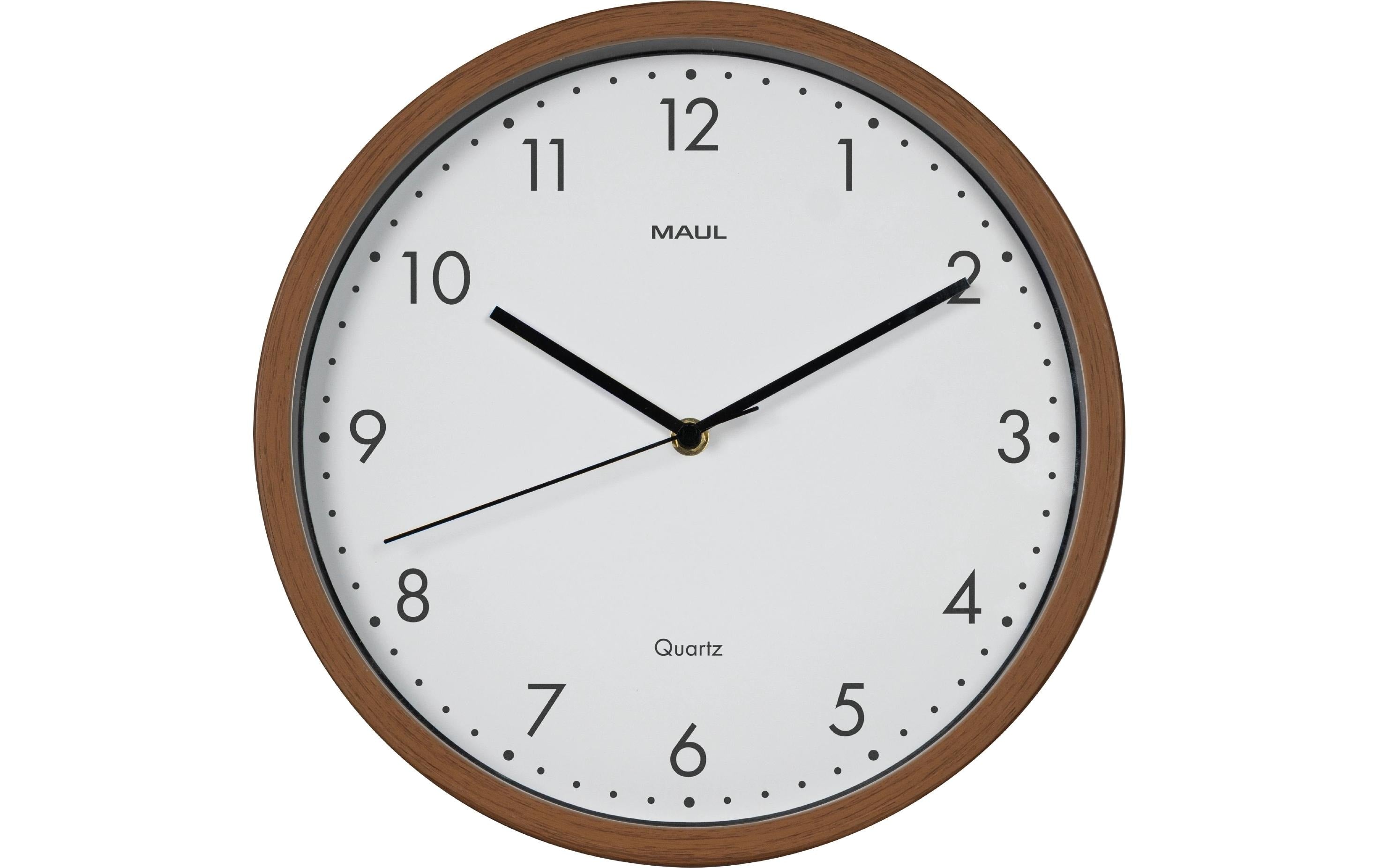 MAUL Grain Wanduhr – Analog, Ø 30 cm, Braun, Kunststoff