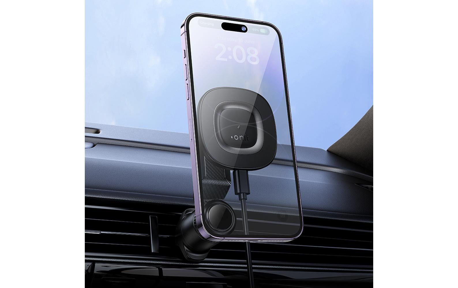 Onit Kfz-Ladehalterung – Qi – Lüftungsschlitz – 15 W – für Smartphones – Schwarz