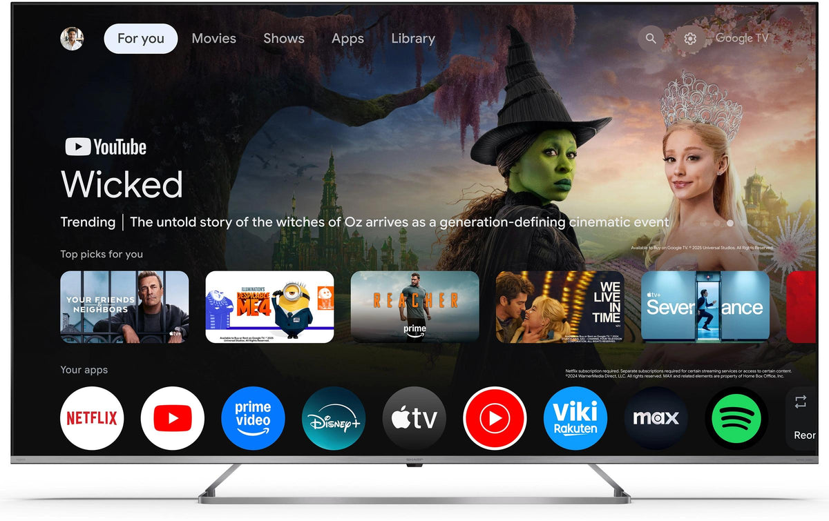 Sharp 65JP7465E – 65" TV – 4K UHD – QLED (Mini-LED) – Google TV – 60 Hz