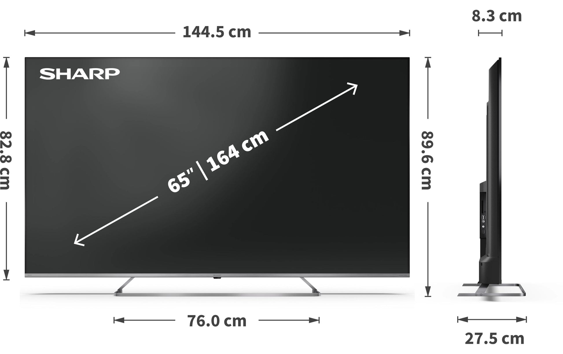 Sharp 65JP7465E – 65" TV – 4K UHD – QLED (Mini-LED) – Google TV – 60 Hz