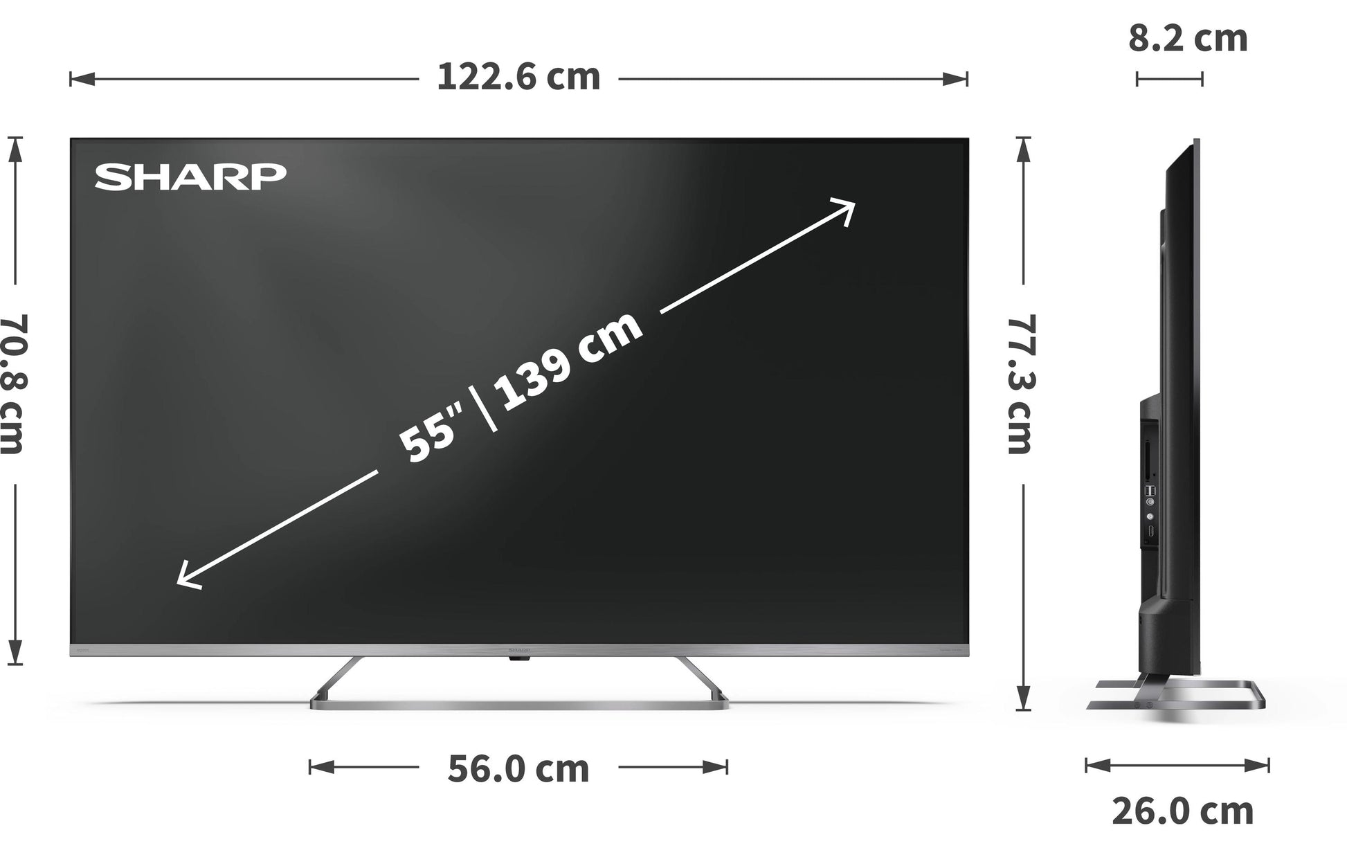 Sharp 55JP7465E – 55" TV – 4K UHD – QLED (Mini-LED) – Google TV – 60 Hz