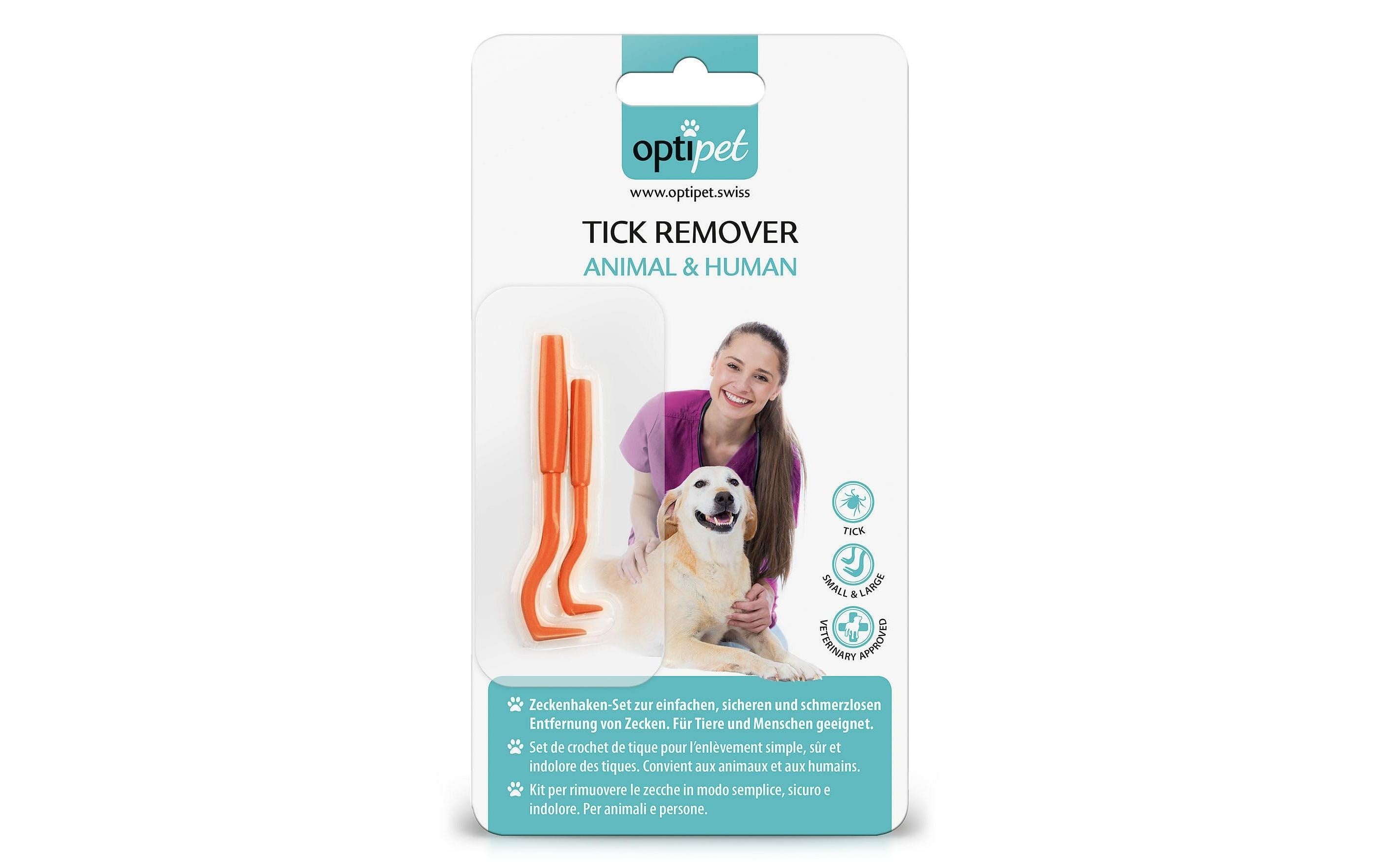 Optipet Zeckenentferner – für Hunde, Katzen – 16,5 cm – Kunststoff