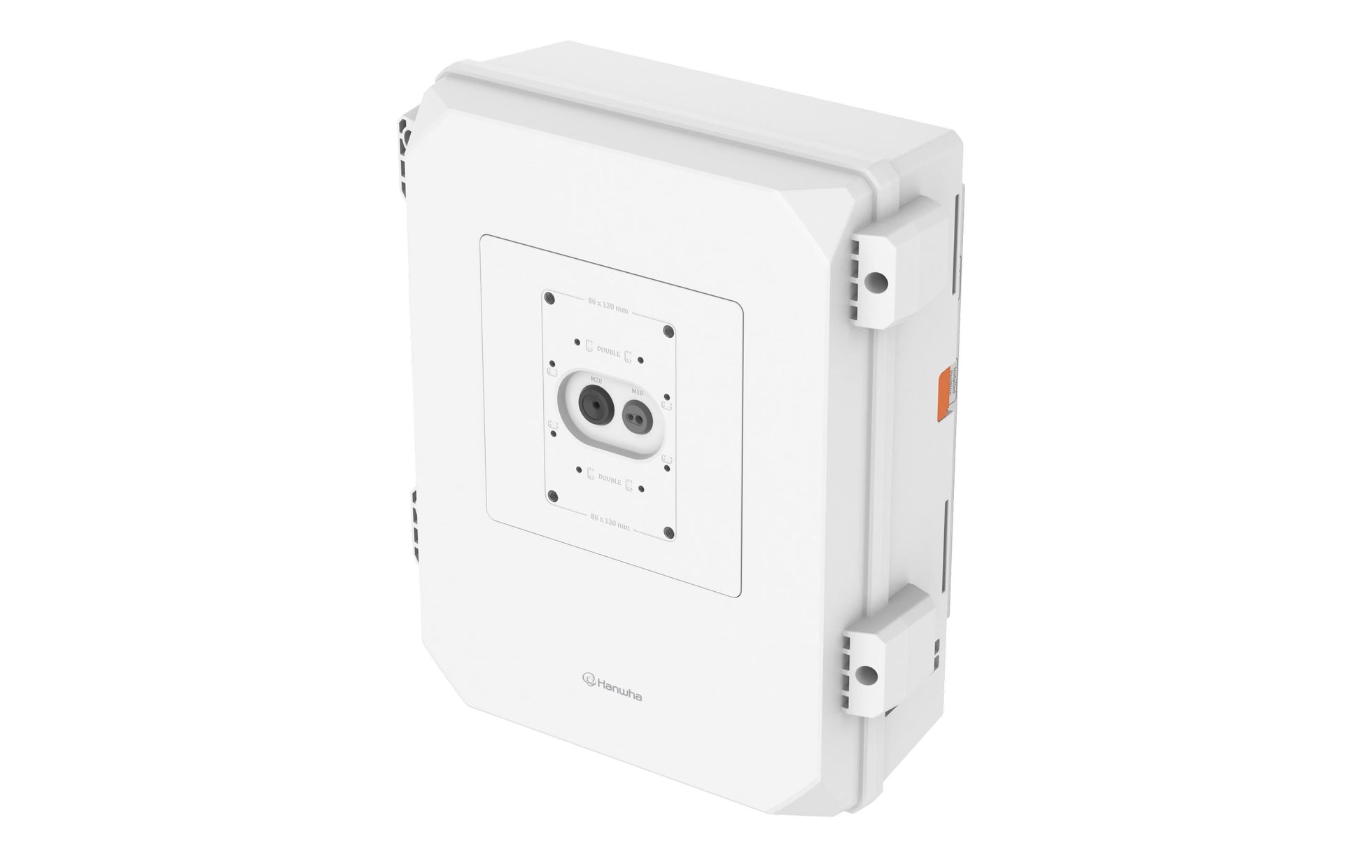 Hanwha SBP-150NBW Anschlussbox – Vandalismusschutz, Aussenbereich – für SBP-250WMW, SBP-156WMW, SBP-400WMW u. a. – Weiss