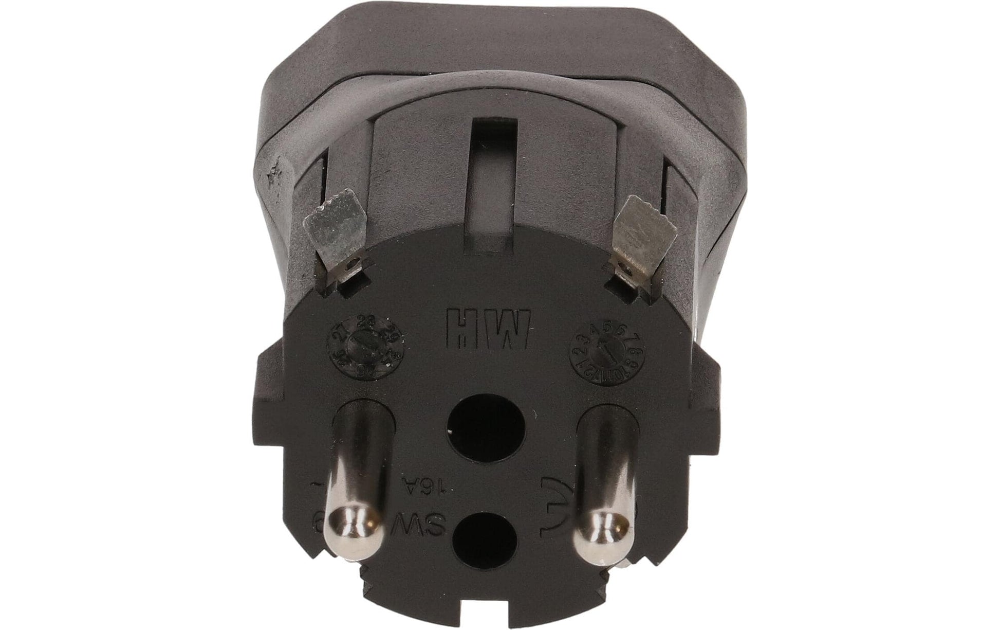 Max Hauri AG Reiseadapter T21 zu Schuko – 2-polig, 250 V, 16 A, Schwarz