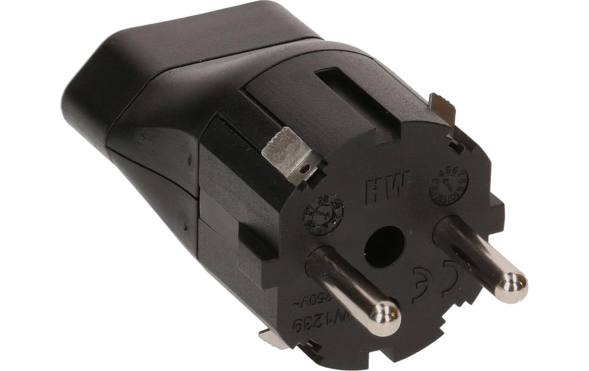 Max Hauri AG Reiseadapter T21 zu Schuko – 2-polig, 250 V, 16 A, Schwarz