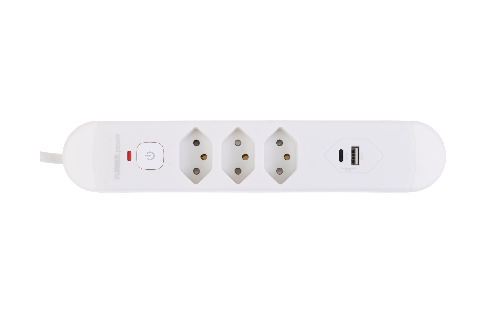 FURBER.power Tuttovario Steckdosenleiste T13×3 – USB‑C×1, USB‑A×1 – 3 m Kabel