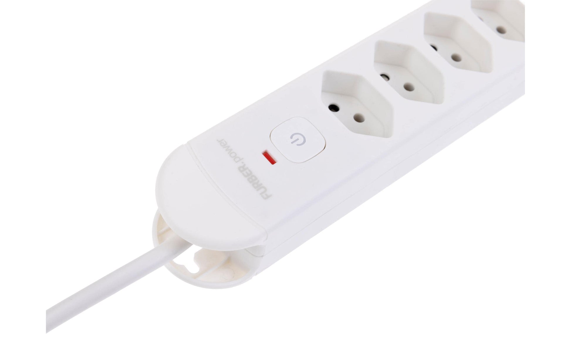 FURBER.power Steckdosenleiste, 7×T13, mit beleuchtetem Schalter, 3 m, Eingang T12 – Weiss