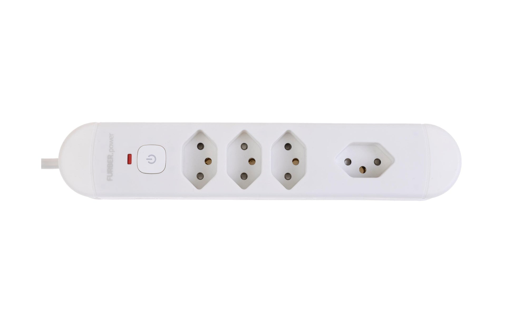 FURBER.power Steckdosenleiste, 4×T13, mit beleuchtetem Schalter, 3 m, Eingang T12 – Weiss