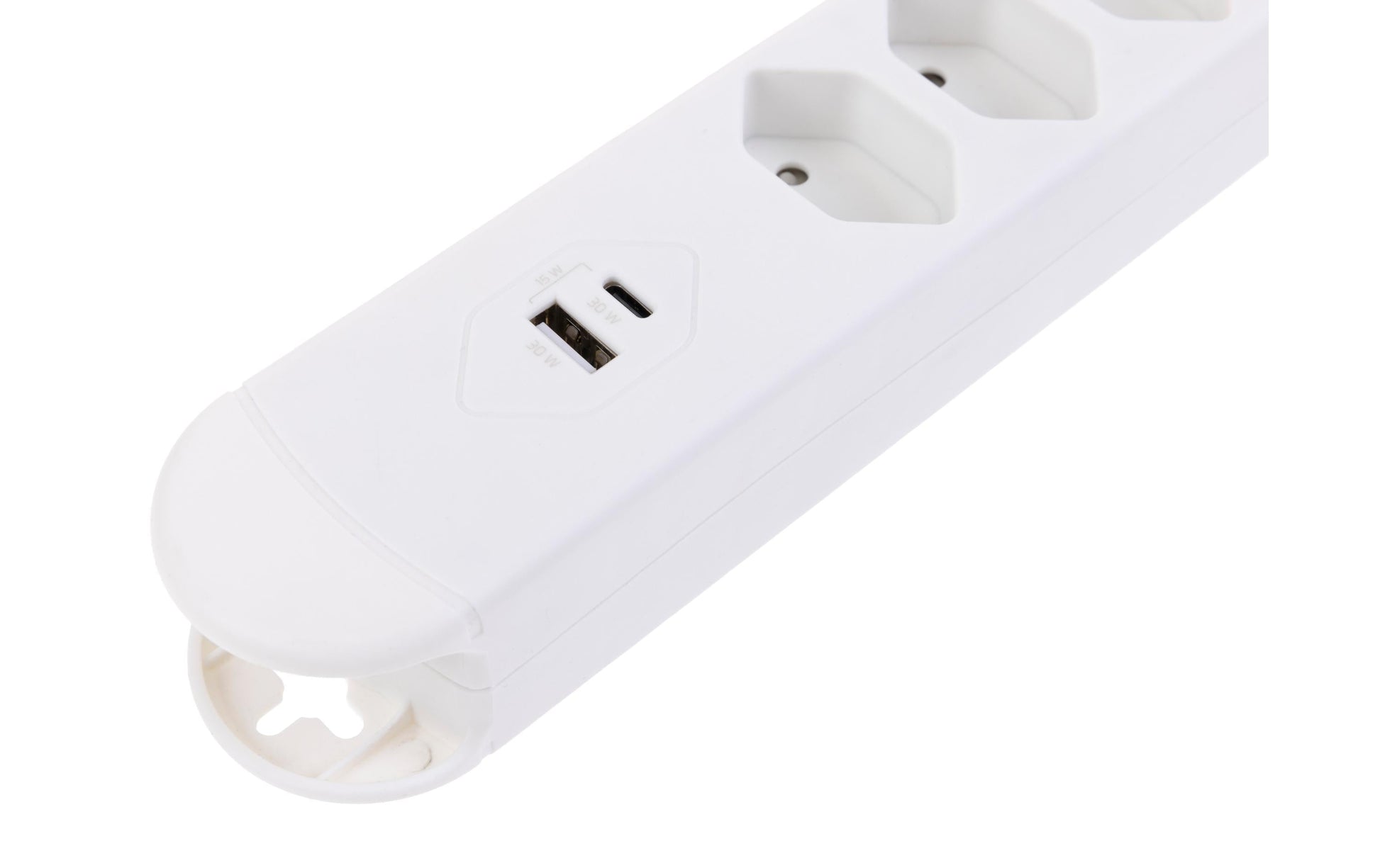 FURBER.power Tuttovario Steckdosenleiste, 6×T13, 1×USB‑A + 1×USB‑C, mit Schalter, 3 m – Weiss