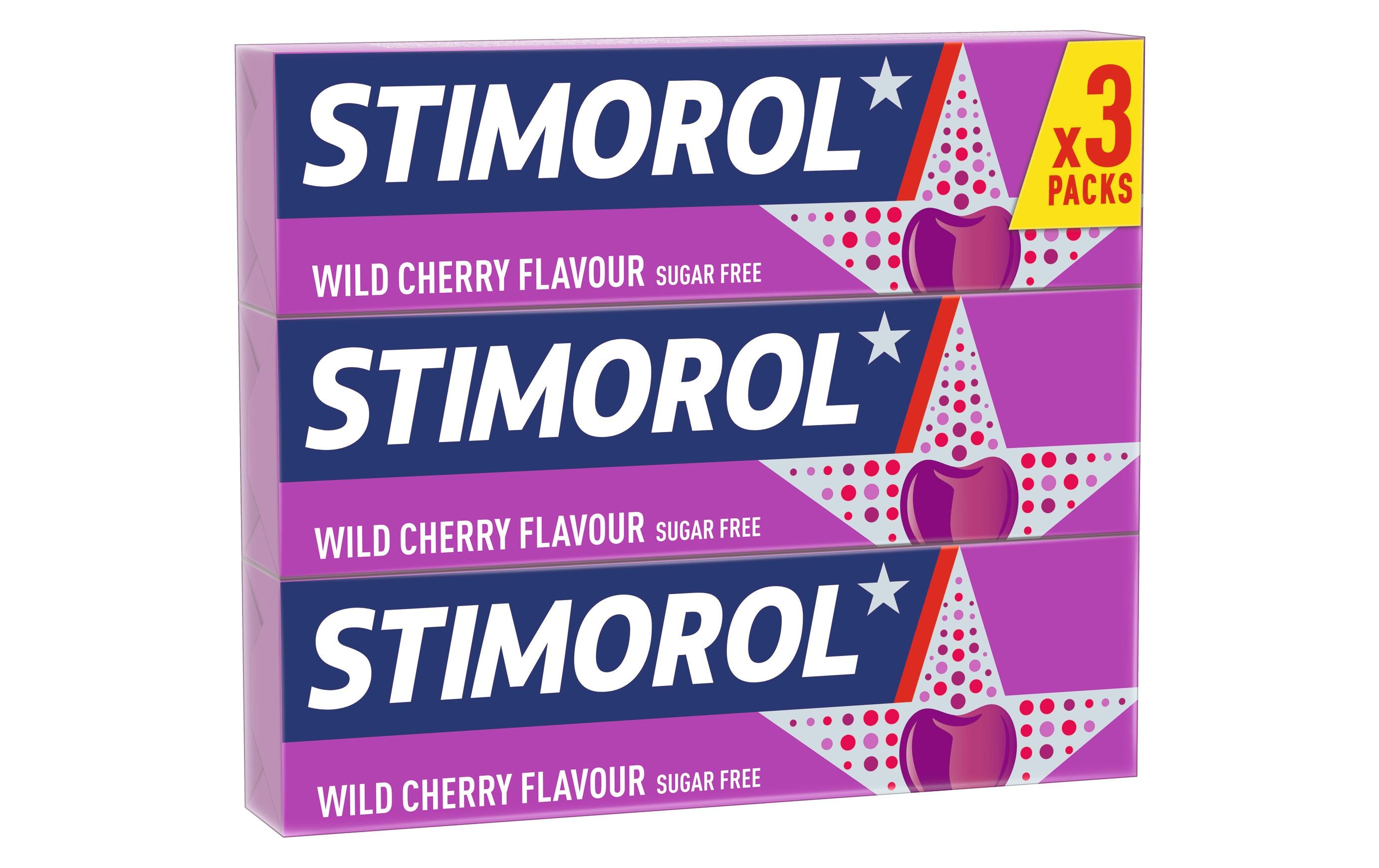 Stimorol Kaugummi – Wild Cherry, zuckerfrei – 3 × 14 g