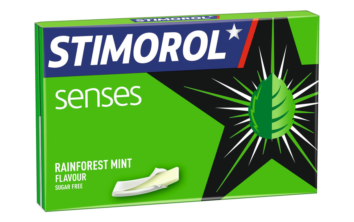 Stimorol Senses Kaugummi – Rainforest-Minze, zuckerfrei – 23 g