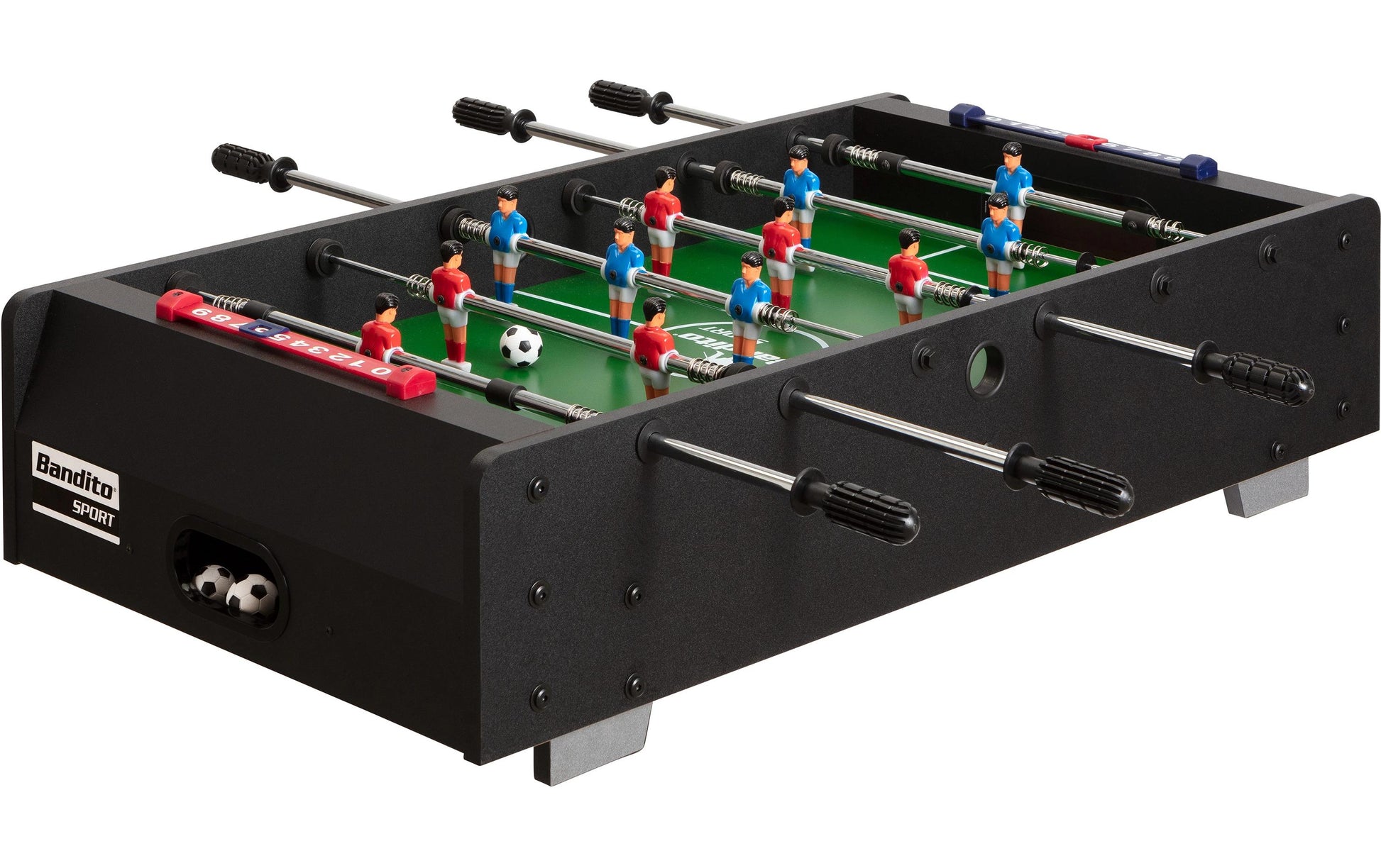 Bandito Mini-Kicker mit Teleskopstangen – Brettspiel, 2 Spieler, ab 3 Jahren, 10 Min., mehrsprachig