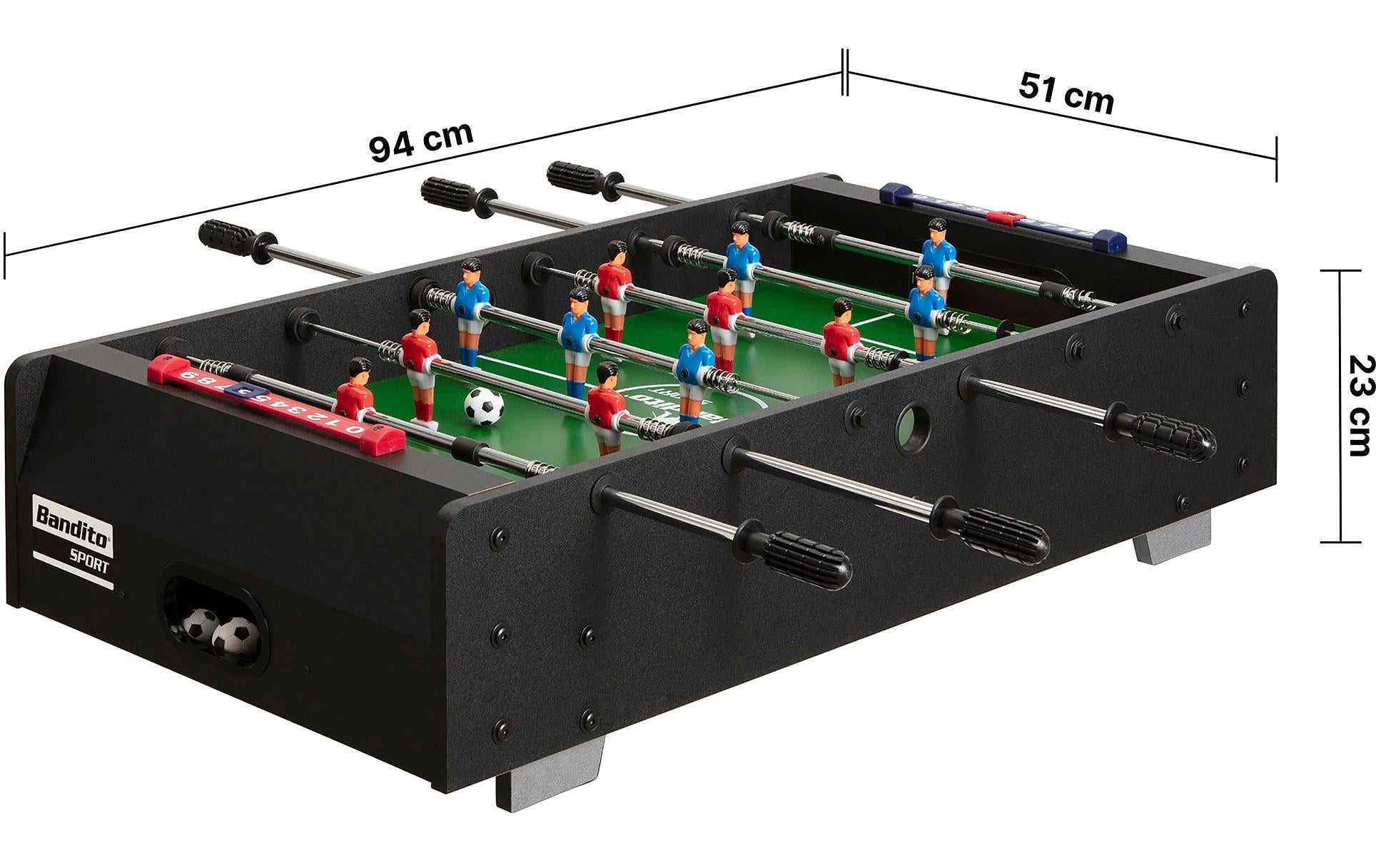 Bandito Mini-Kicker mit Teleskopstangen – Brettspiel, 2 Spieler, ab 3 Jahren, 10 Min., mehrsprachig