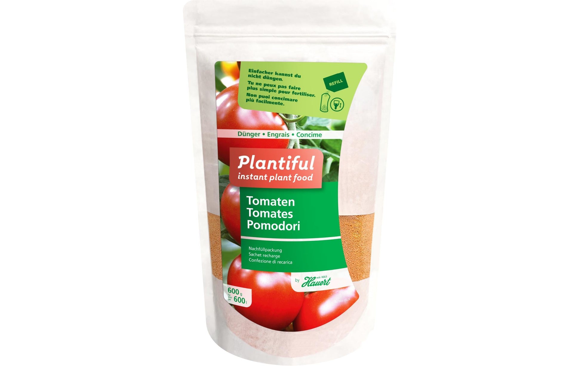 Hauert Plantiful Dünger, Nachfüllpack, Granulat, 0,6 kg – für Tomaten